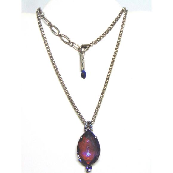 Mariana Swarovski Necklace Dichroic Purple Amethyst 30" Silver Chain New - Picture 2 of 10